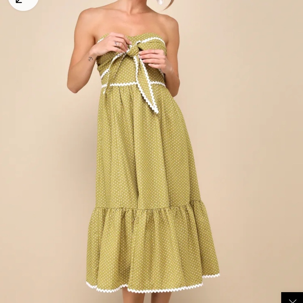 💙Lulu's Green Polka Dot Midi - Picture 2 of 10